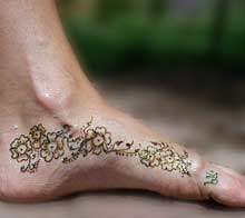 Design on foot Henna tattoo